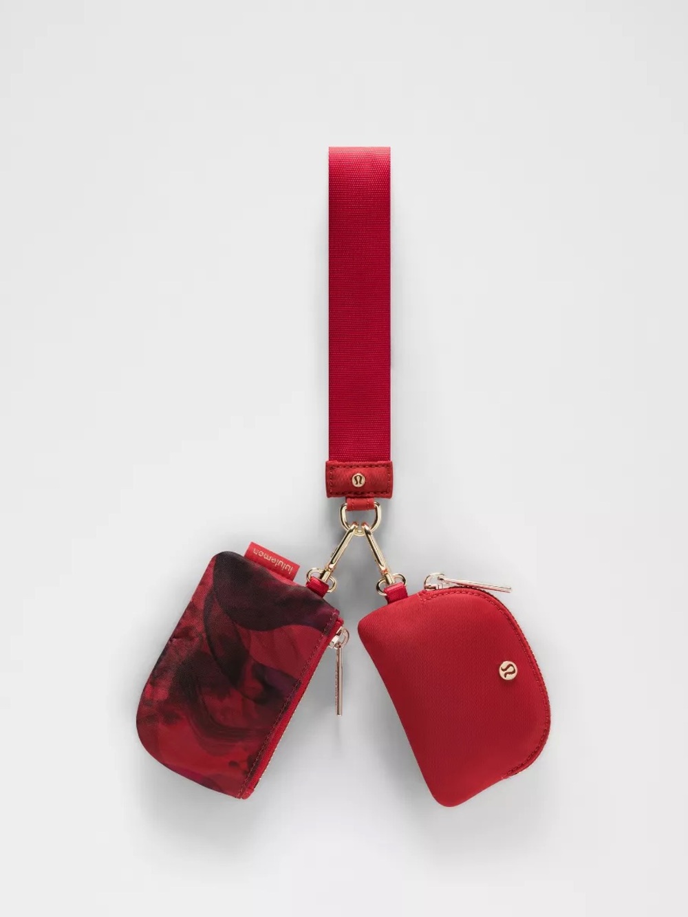 150 🆕🧧 Lululemon Dual Pouch Wristlet New Year Lunar Plumes Mini Red